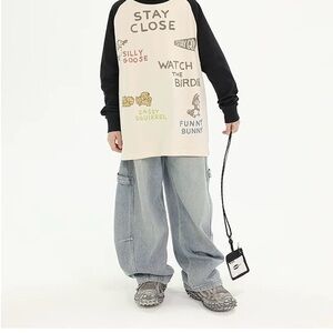 Kids Long Sleeve Cream Shirt - Stay Close Design 165cm